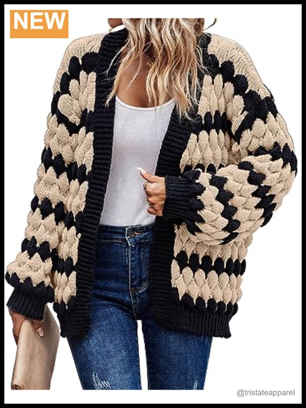 Open Front Chunky Cable Knit Cardigan Women Lantern Sleeve Cozy Winter